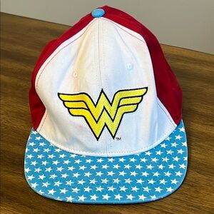 Wonder Woman Embroidered Red and Blue Star SnapBack Cap